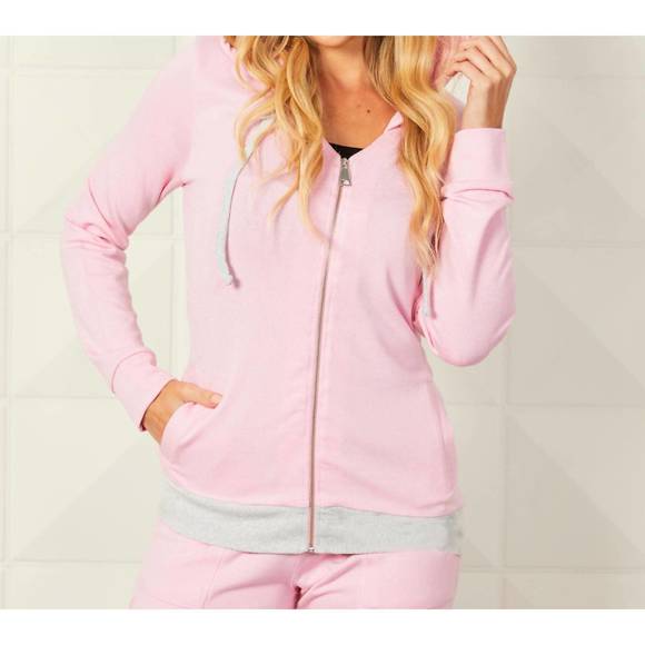NEW FRENCH KYSS color block hoodie in blush - Picture 1 of 1